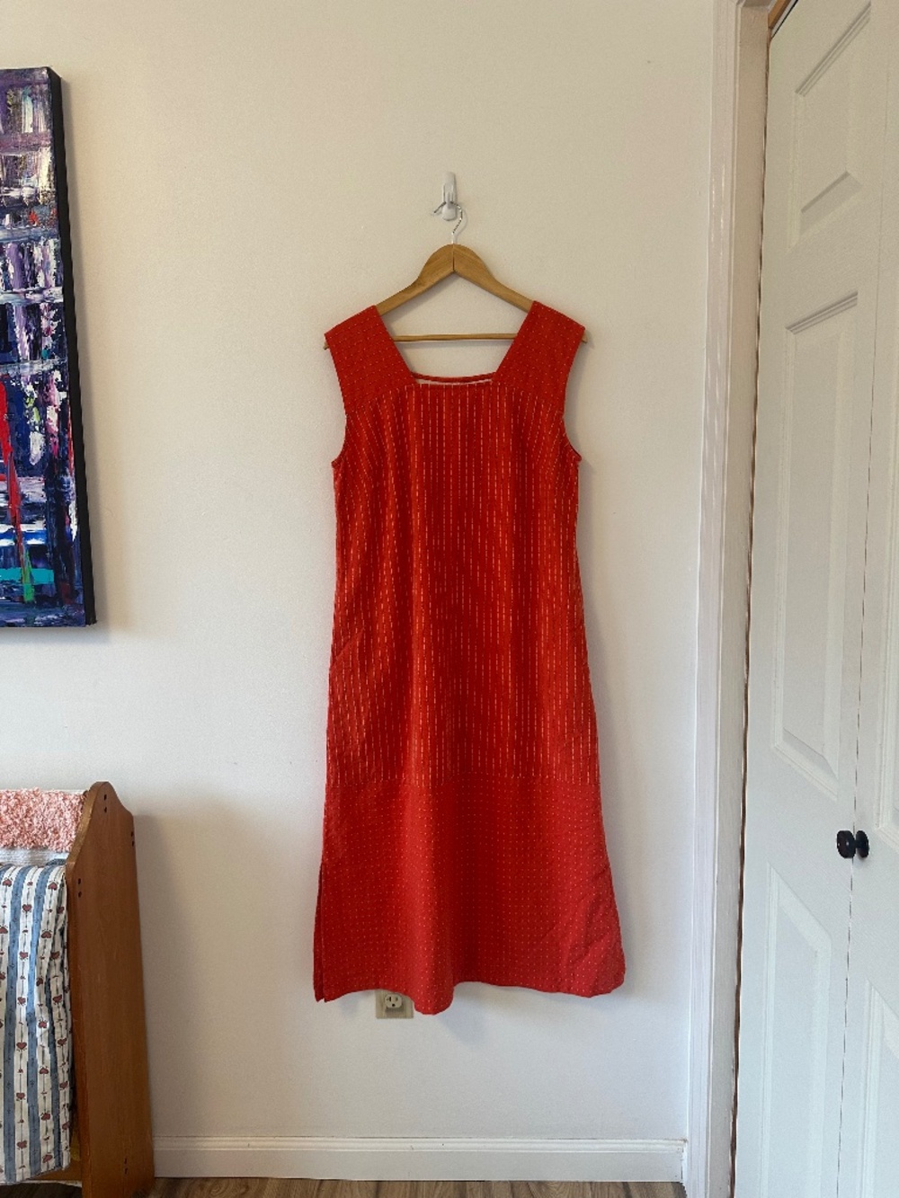 Ace & Jig Baker Shift Dress in Red Embroidered Cotton | Size Large